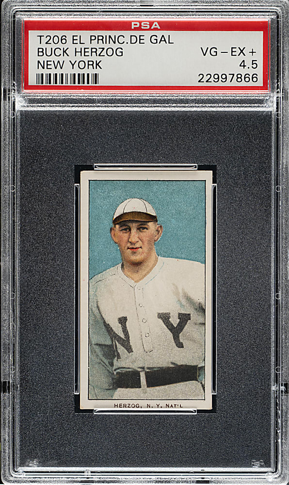 1909-1911 T206 White Border Buck Herzog New York PSA VG-EX+ 4.5 - El Principe de Gales Back