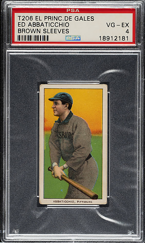 1909-1911 T206 White Border Ed Abbaticchio Brown Sleeves PSA VG-EX 4 - El Principe De Gales Back