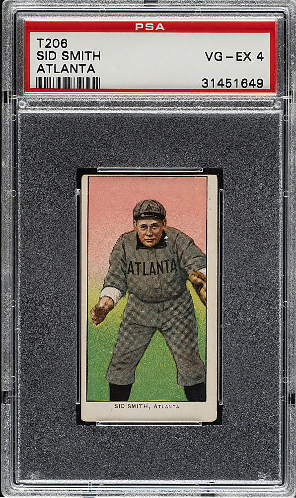1909-1911 T206 White Border Sid Smith Southern Leaguer PSA VG-EX 4 - Old Mill Back