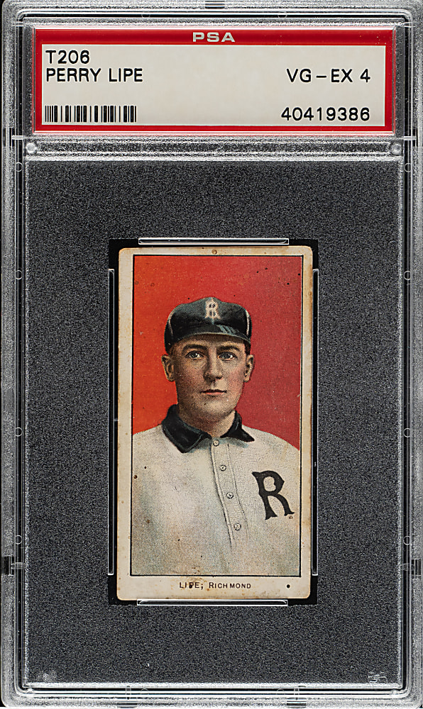 1909-1911 T206 White Border Perry Lipe Southern Leaguer PSA VG-EX 4 - Old Mill Back