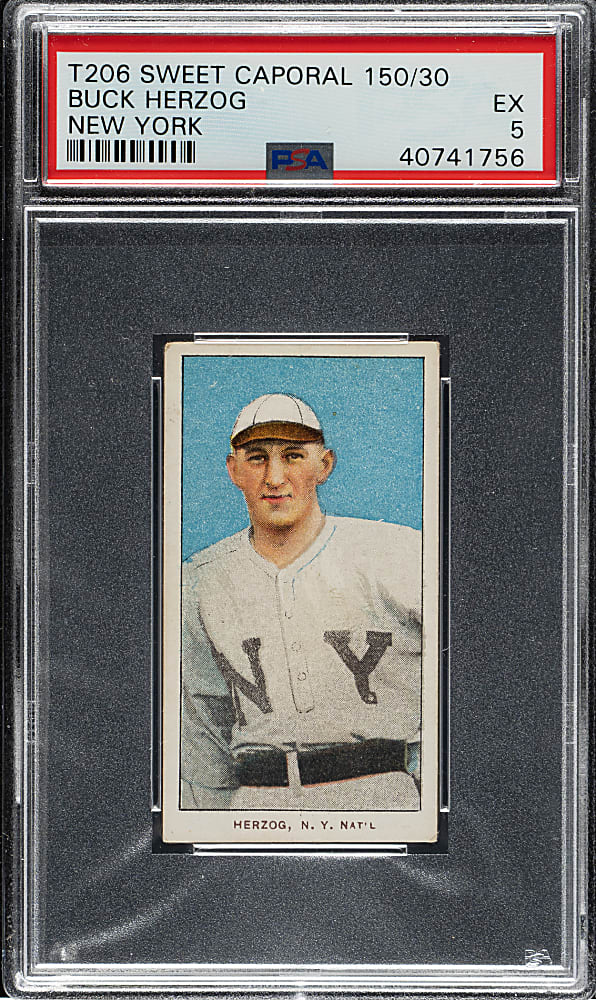 1909-1911 T206 White Border Buck Herzog New York PSA EX 5