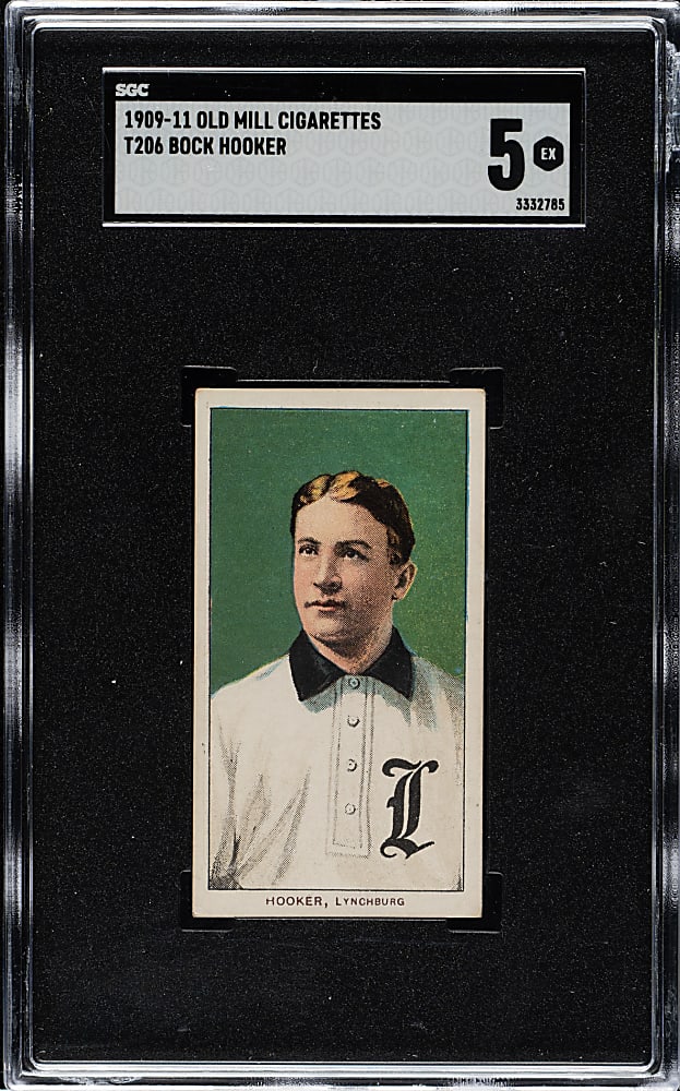 1909-1911 T206 White Border Bock Hooker Southern Leaguer SGC EX 5 - Old Mill Back