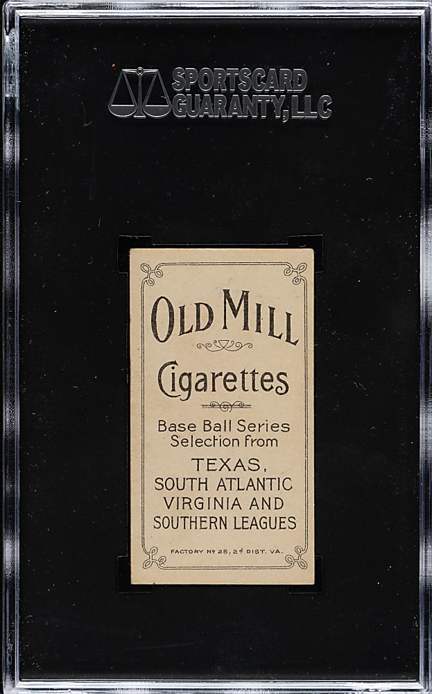 1909-1911 T206 White Border Bock Hooker Southern Leaguer SGC EX 5 - Old Mill Back