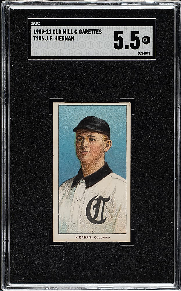 1909-1911 T206 White Border J. F. Kiernan Southern Leaguer SGC EX+ 5.5 - Old Mill Back