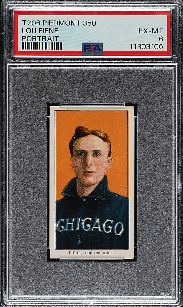 1909-1911 T206 White Border Lou Fiene Portrait PSA EX-MT 6