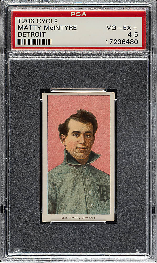 1909-1911 T206 White Border Matty McIntyre PSA VG-EX+ 4.5 - Cycle 350 Back