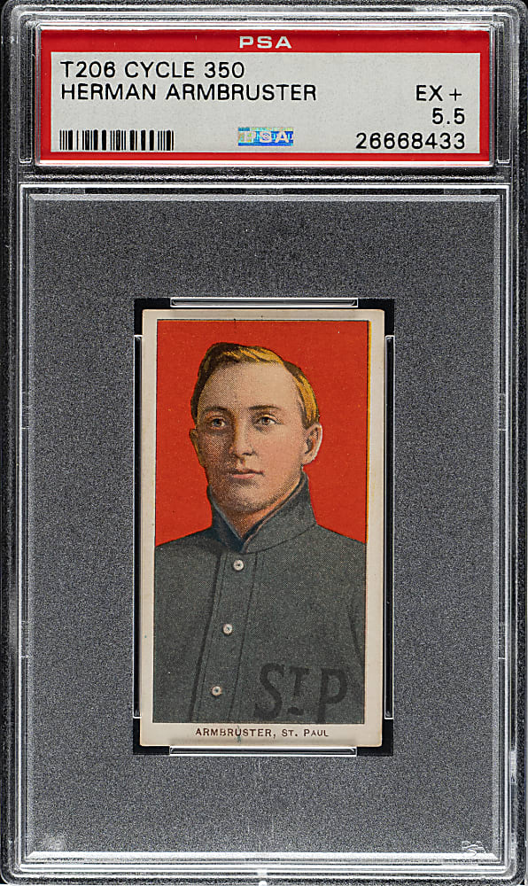 1909-1911 T206 White Border Herman Armbruster PSA EX+ 5.5 - Cycle 350 Back - 1 of 1 - Highest Graded!
