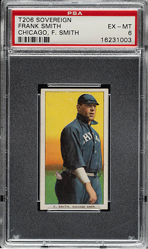 1909-1911 T206 White Border Frank Smith Chicago, F. Smith on Front PSA EX-MT 6 - Sovereign 150 Back