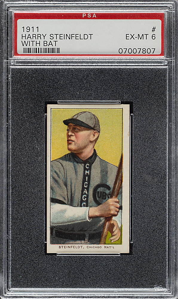 1909-1911 T206 White Border Harry Steinfeldt with Bat PSA EX-MT 6
