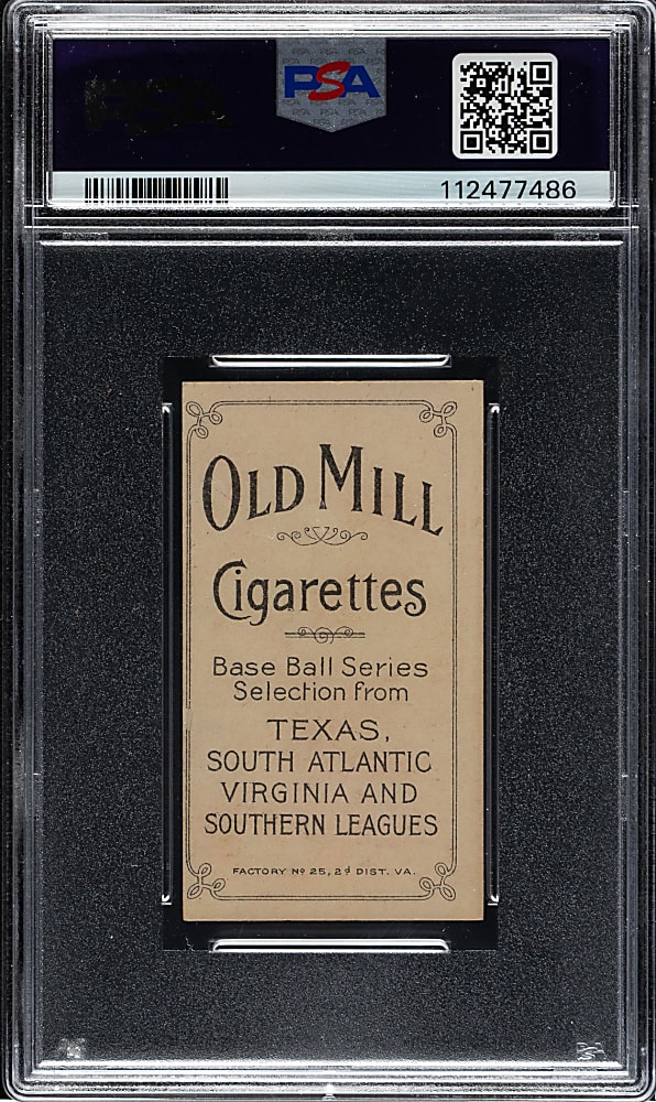 1909-1911 T206 White Border Bill Cranston Southern Leaguer PSA EX 5 - Old Mill Back