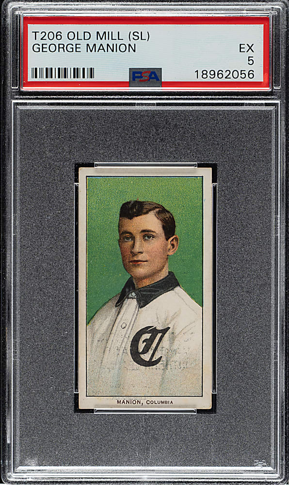 1909-1911 T206 White Border George Manion Southern Leaguer PSA EX 5 - Old Mill Back