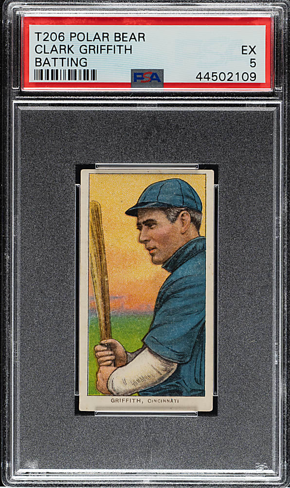 1909-1911 T206 White Border Clark Griffith Batting PSA EX 5 - Polar Bear Back - Highest Graded!