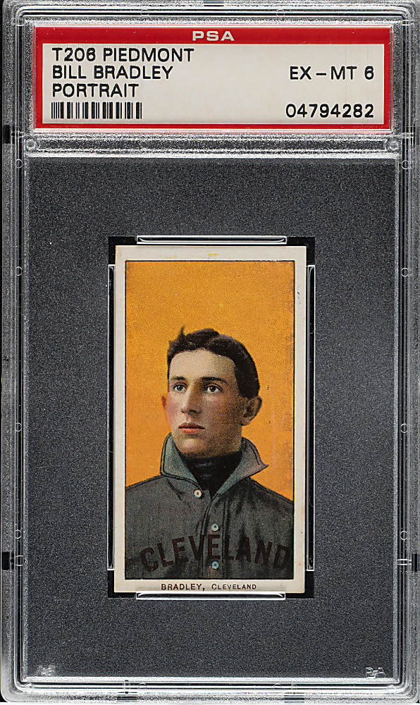 1909-1911 T206 White Border Bill Bradley Portrait PSA EX-MT 6