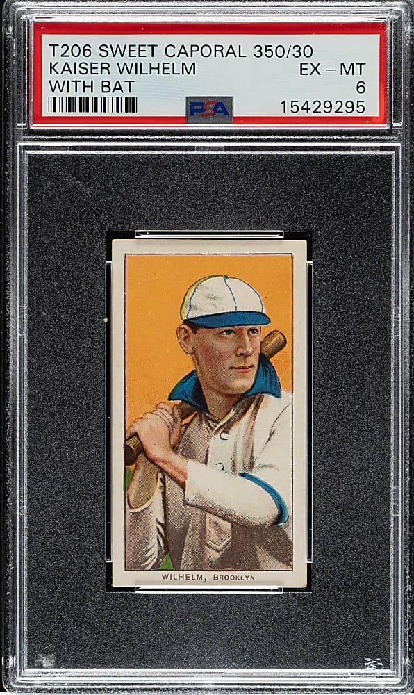 1909-1911 T206 White Border Kaiser Wilhelm with Bat PSA EX-MT 6