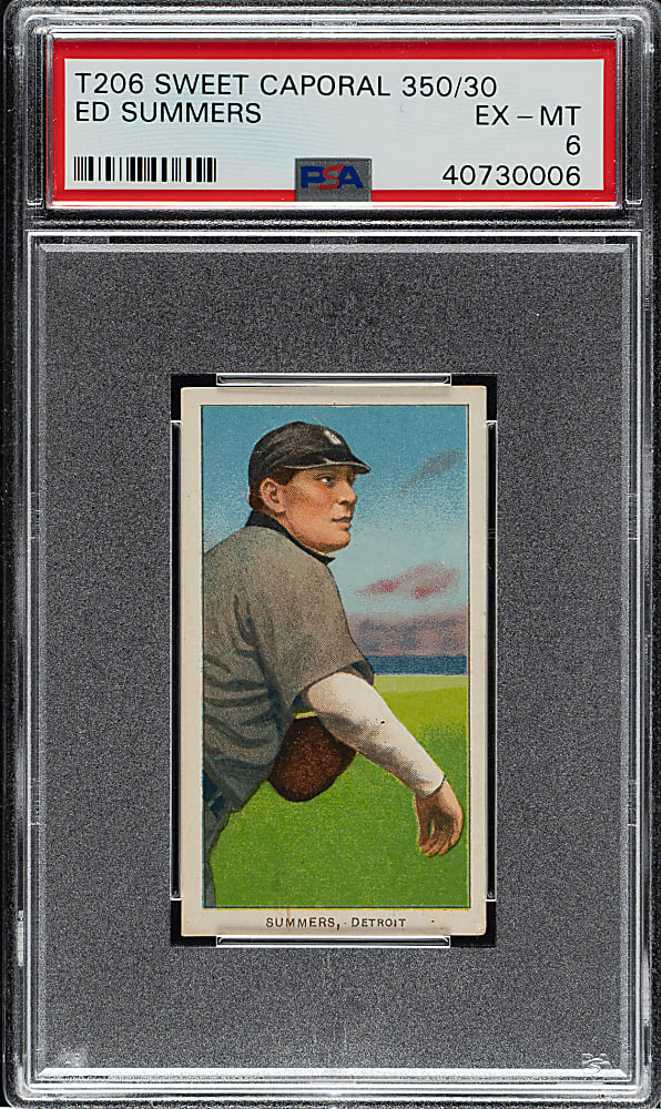 1909-1911 T206 White Border Ed Summers PSA EX-MT 6