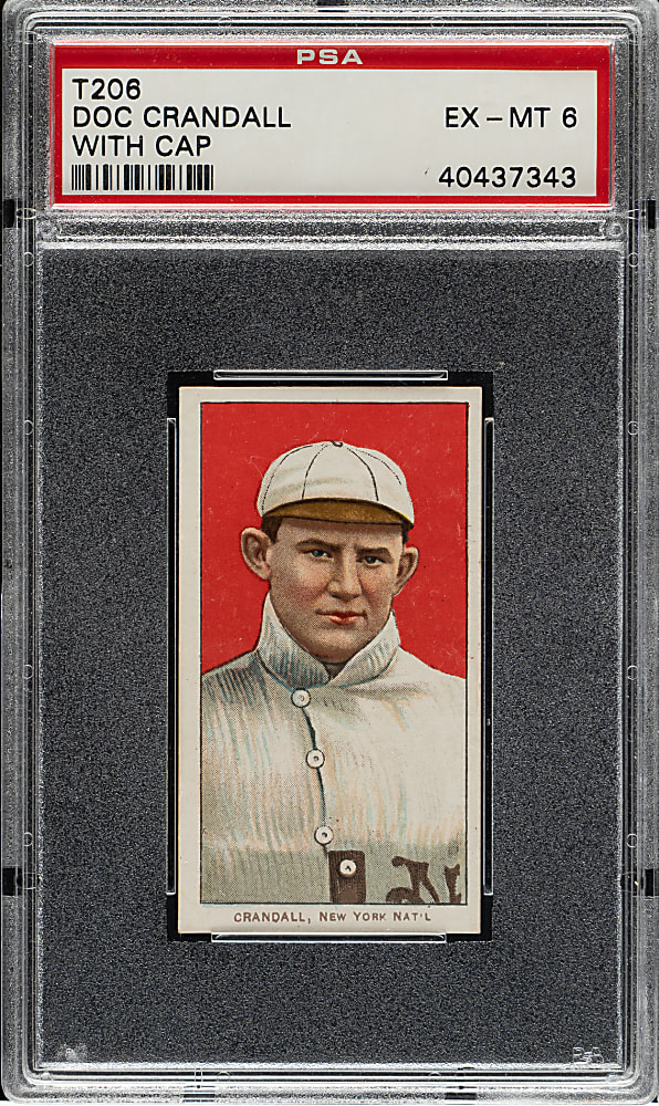 1909-1911 T206 White Border Doc Crandall Portrait with Cap PSA EX-MT 6