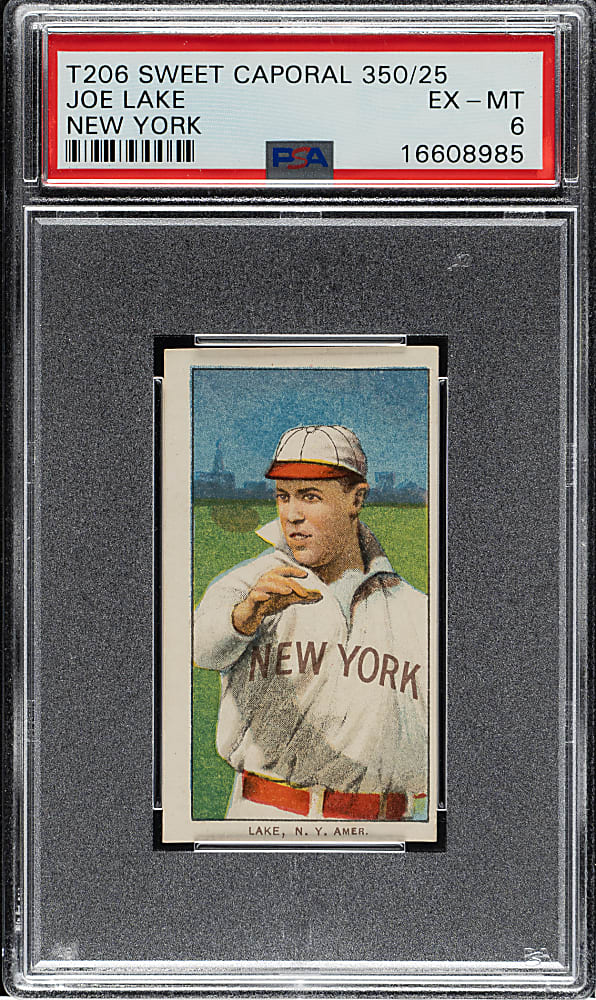 1909-1911 T206 White Border Joe Lake New York PSA EX-MT 6