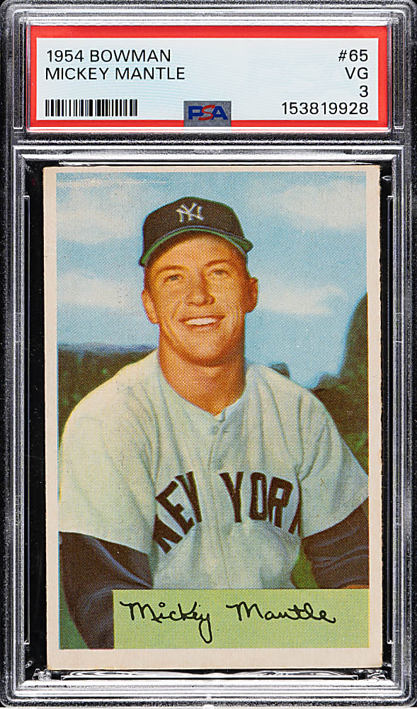 1954 Bowman #65 Mickey Mantle PSA VG 3