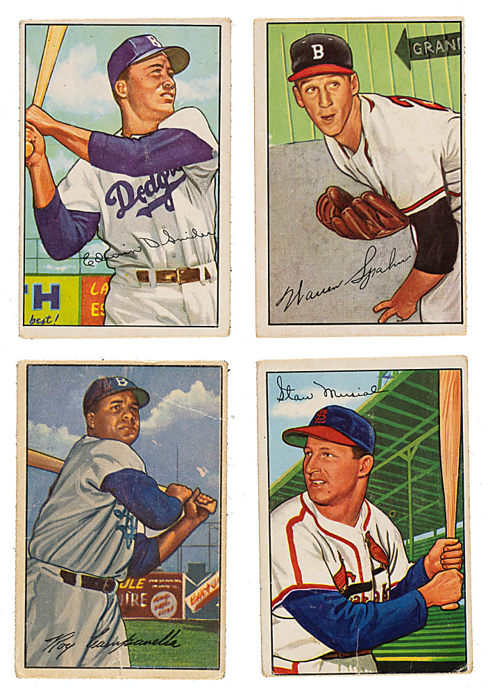 1952 Bowman Near-Complete Set (233/252) Including Campanella, Musial, and Snider