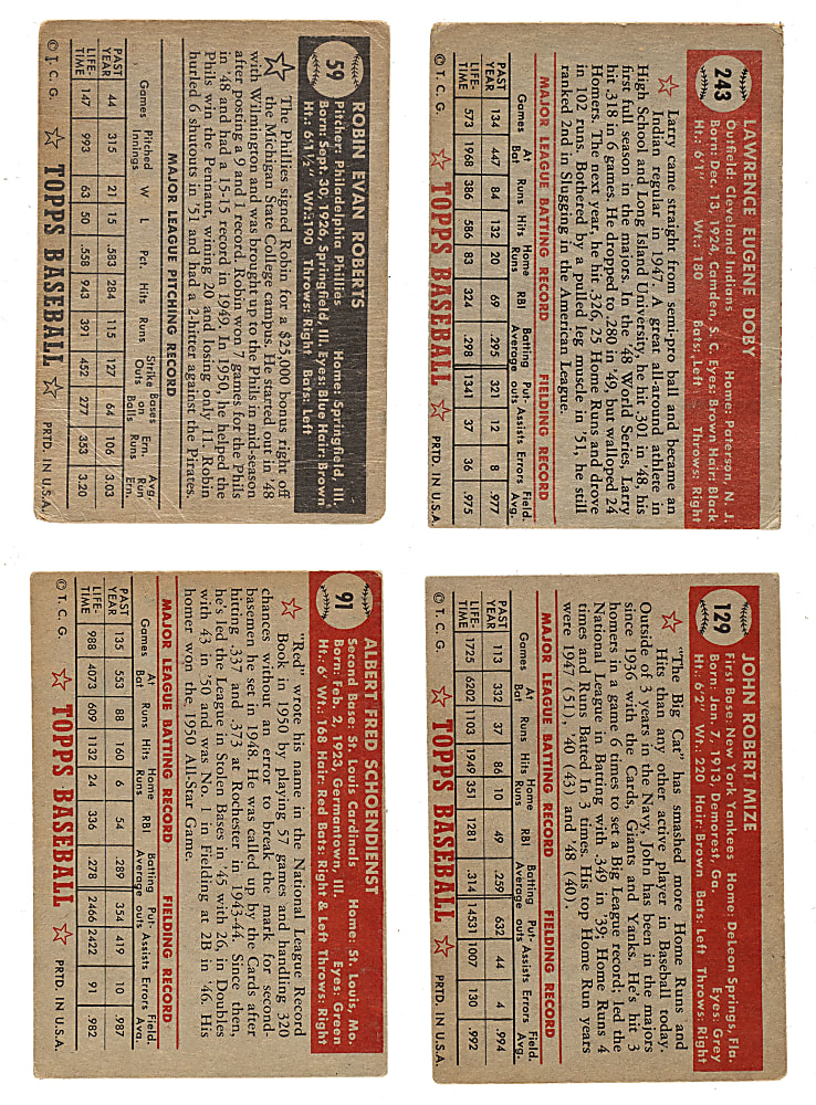 1952 Topps Low-Number Collection (89) Including Larry Doby and Robin Roberts