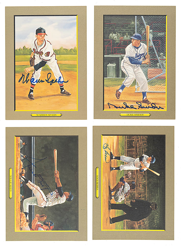1985 to 1997 Perez-Steele Great Moments Complete Set (108) with 27 Signed Cards Including Mays, Musial, and Berra