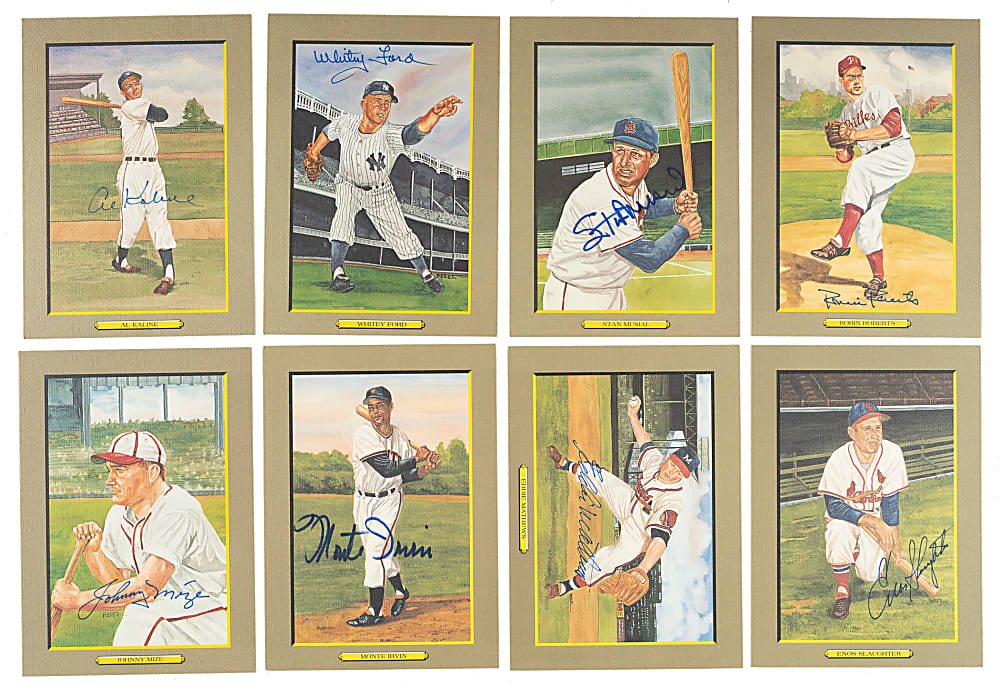 1985 to 1997 Perez-Steele Great Moments Complete Set (108) with 27 Signed Cards Including Mays, Musial, and Berra