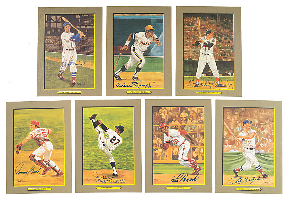 1985 to 1997 Perez-Steele Great Moments Complete Set (108) with 27 Signed Cards Including Mays, Musial, and Berra
