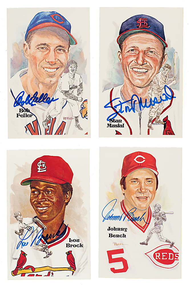 1980-2001 Perez-Steele Hall of Fame Postcard Complete Set (275) with 32 Signed Cards Including DiMaggio, Musial, and Mays