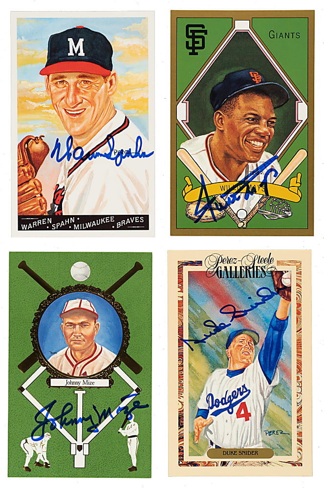 1990 Perez-Steele "Masterworks" Complete Set (52) with 20 Signed Cards Including All Five Willie Mays