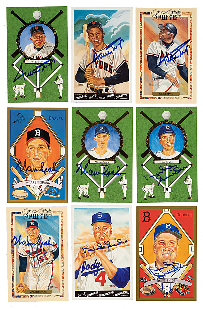 1990 Perez-Steele "Masterworks" Complete Set (52) with 20 Signed Cards Including All Five Willie Mays