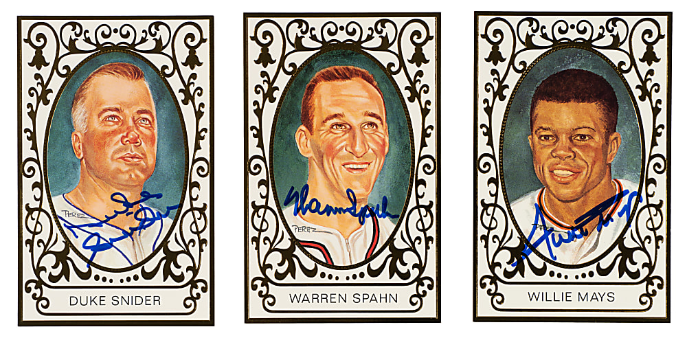 1990 Perez-Steele "Masterworks" Complete Set (52) with 20 Signed Cards Including All Five Willie Mays