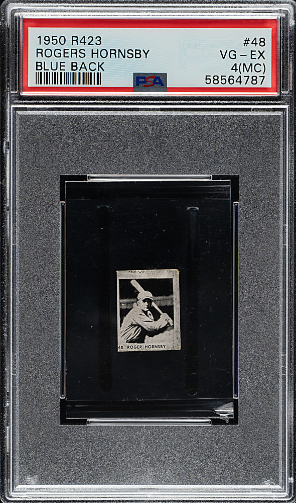 1952 R423 Strip Card #48 Rogers Hornsby Blue Back PSA VG-EX 4 (MC) - The ONLY PSA-Graded Example!
