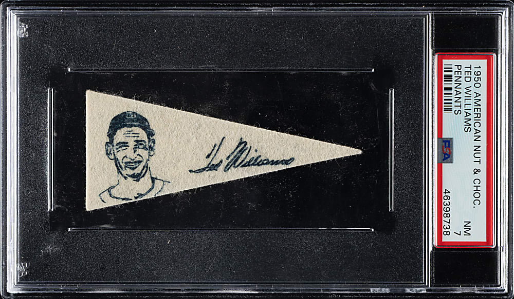 1950 F150 American Nut & Chocolate Co. Pennants Ted Williams PSA NM 7