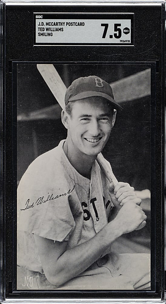 1960s J. D. McCarthy Postcard Ted Williams Smiling SGC NM+ 7.5