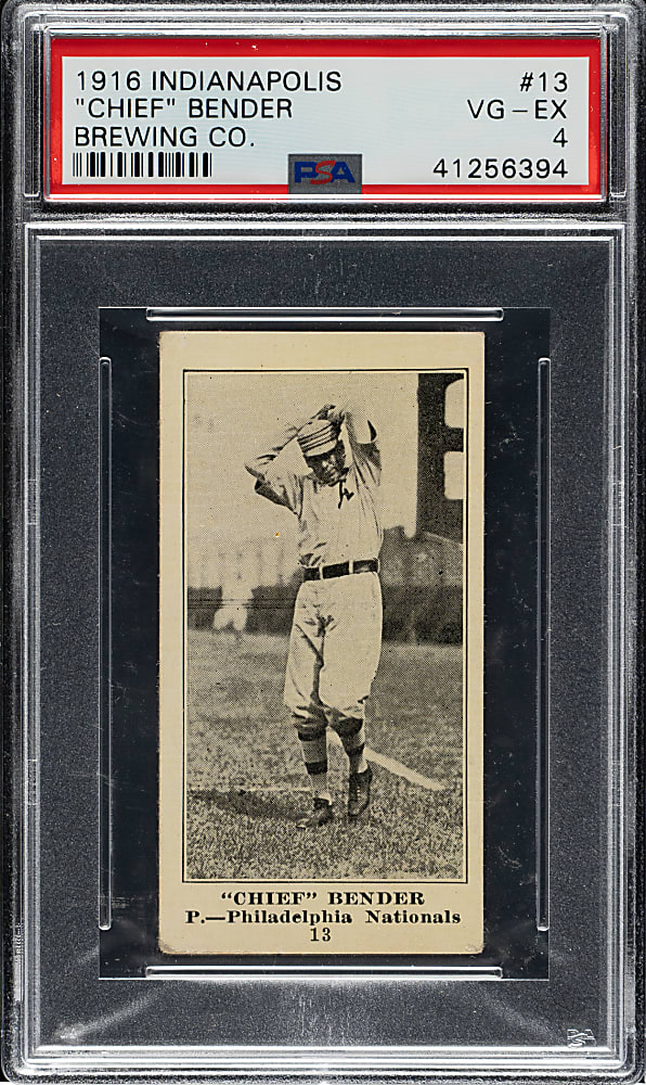 1916 M101-4 Indianapolis Brewing Co. #13 Chief Bender PSA VG-EX 4 - The ONLY Graded Example!