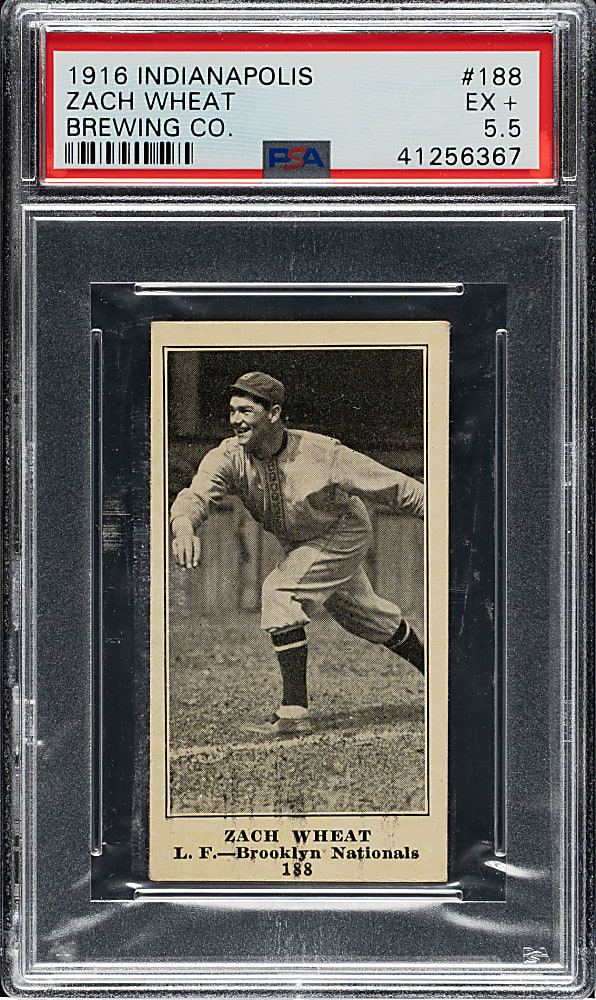 1916 M101-4 Indianapolis Brewing Co. #188 Zack Wheat PSA EX+ 5.5 - 1 of 1 - Highest Graded!