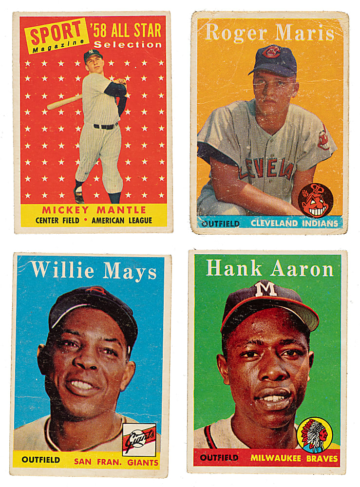 1958 Topps Partial Set (275/494) Including Mays, Aaron, Mantle, and Maris Rookie