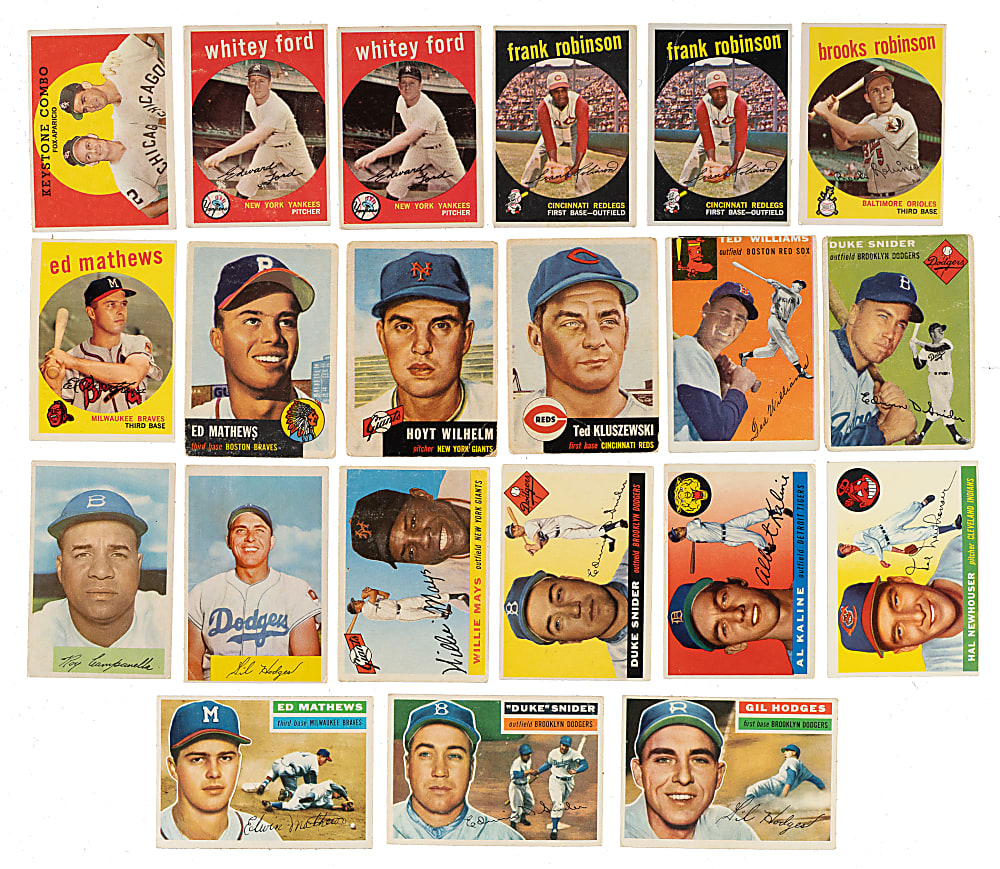 1953 to 1959 Topps and Bowman Shoebox Collection (874) Including 71 Hall of Famers