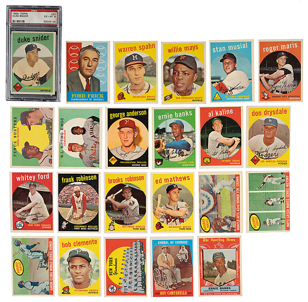 1959 Topps Near-Complete Set (505/572) Including #10 Mickey Mantle