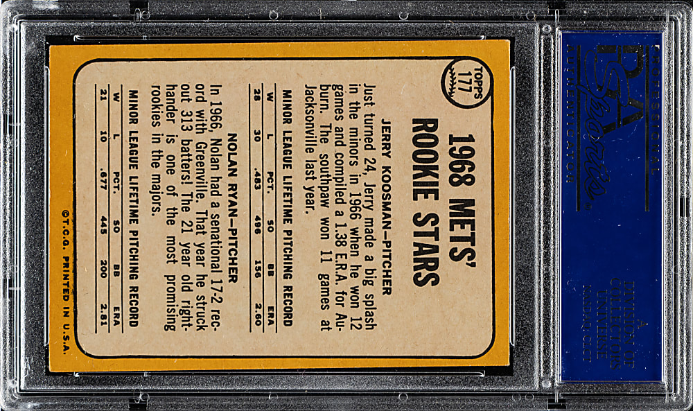 1968 Topps #177 Nolan Ryan Rookie PSA EX 5