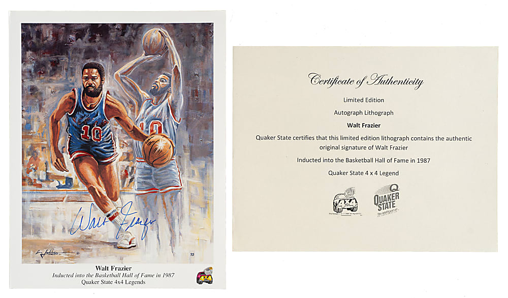1995 Walt Frazier New York Knicks "Quaker State 4 x 4 Legend" Signed Lithograph Collection (674)