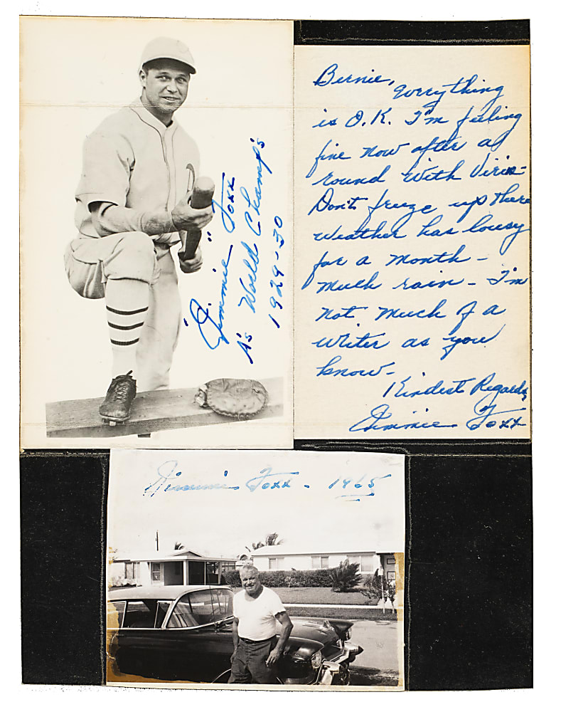 Trio of Jimmie Foxx Signed Real Photo Postcard, Photograph and Letter - JSA