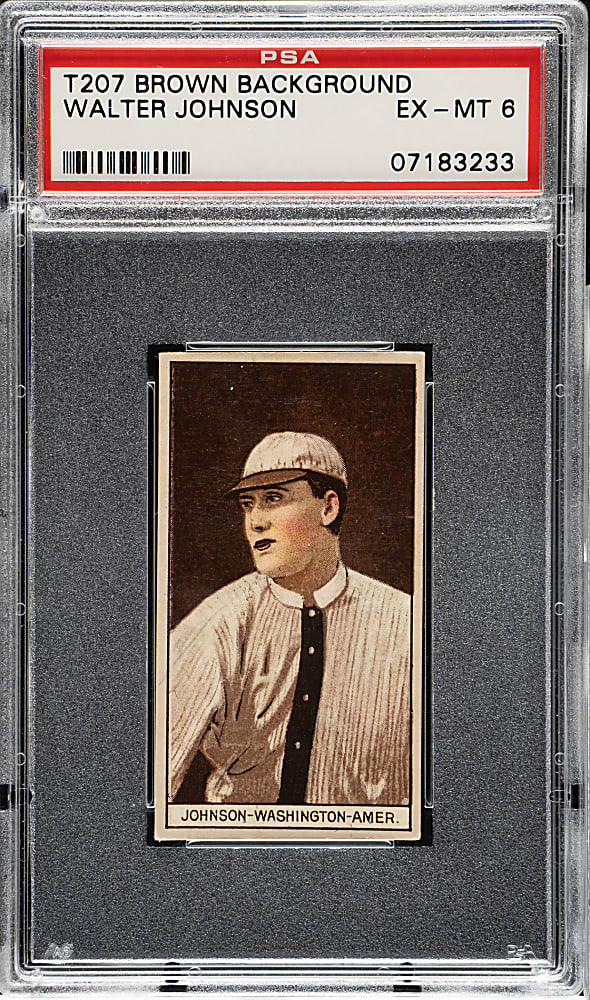 1912 T207 Brown Background Walter Johnson PSA EX-MT 6
