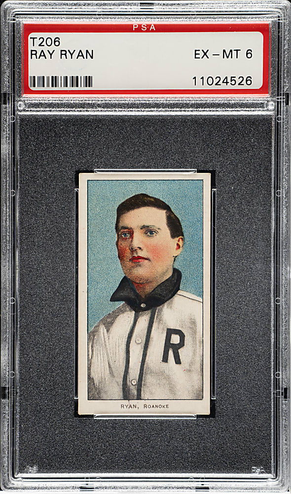 1909-1911 T206 White Border Ray Ryan Southern Leaguer PSA EX-MT 6 - Old Mill Back