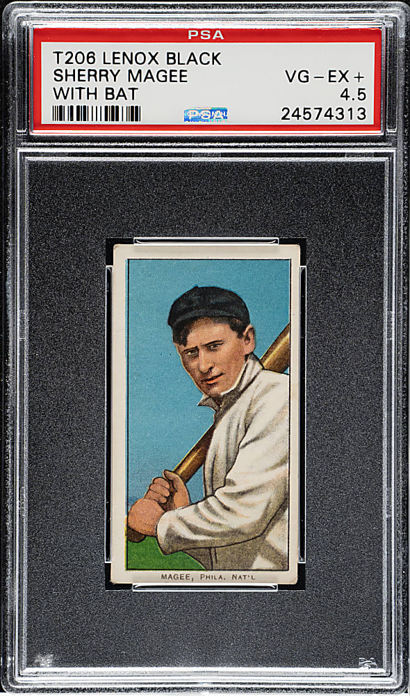 1909-1911 T206 White Border Sherry Magee with Bat PSA VG-EX+ 4.5 - Black Lenox Back - The ONLY PSA-Graded Example!