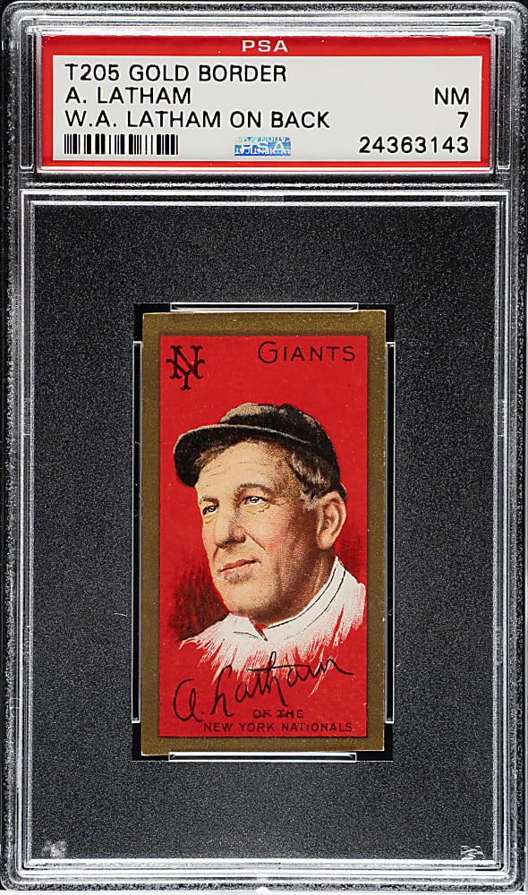 1911 T205 Gold Border Arlie Latham (W. A. Latham on Back) PSA NM 7