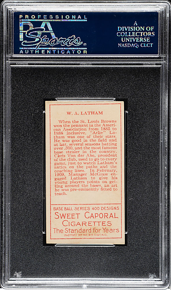 1911 T205 Gold Border Arlie Latham (W. A. Latham on Back) PSA NM 7