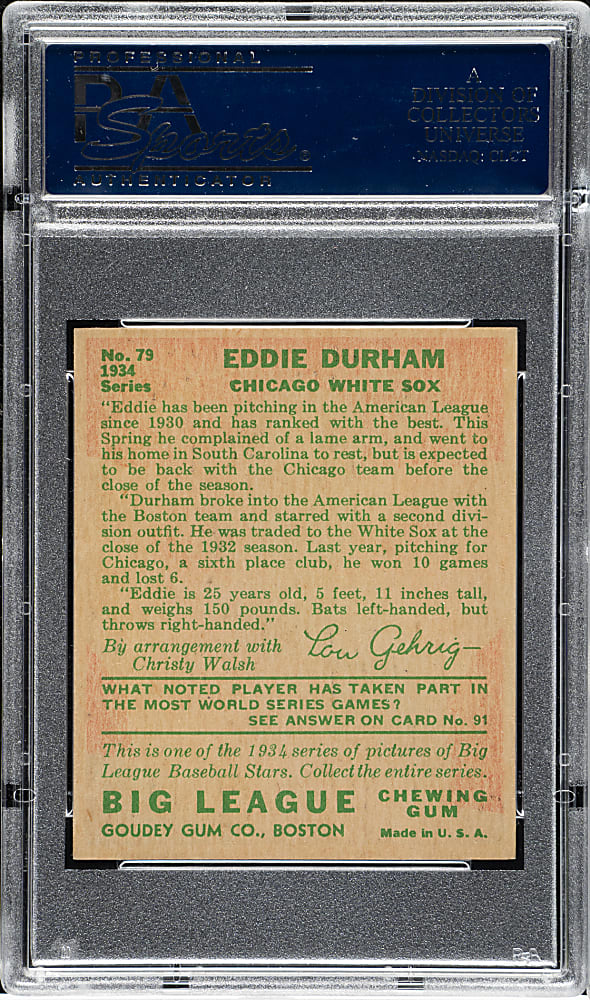 1934 R320 Goudey #79 Eddie Durham PSA NM-MT 8
