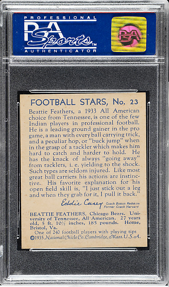 1935 R331 National Chicle Football #23 Beattie Feathers PSA NM-MT 8
