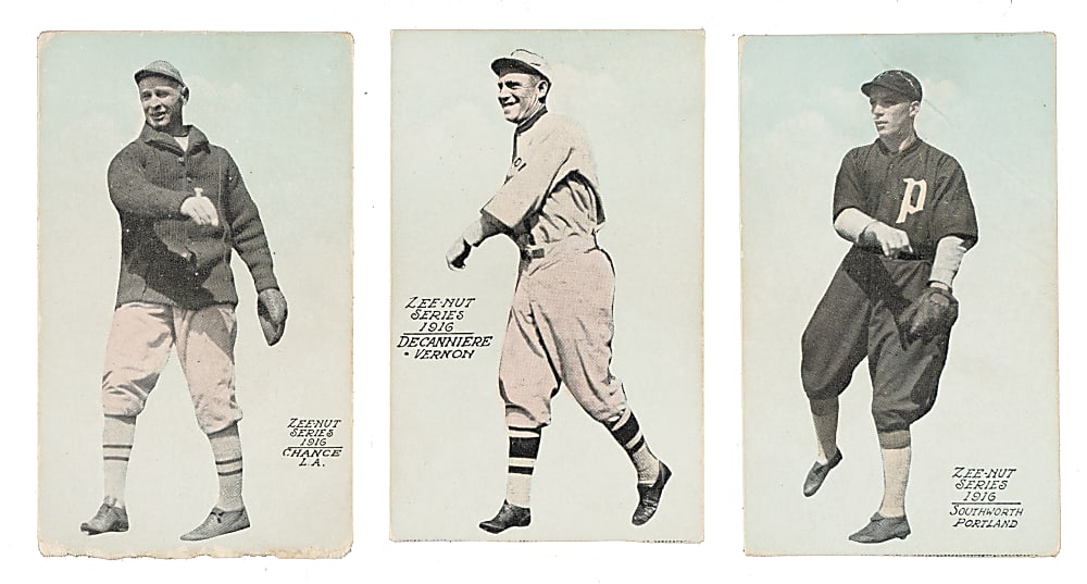1916 Zeenut PCL Near-Complete Set (131/142) Including Chance, Southworth, and Risberg